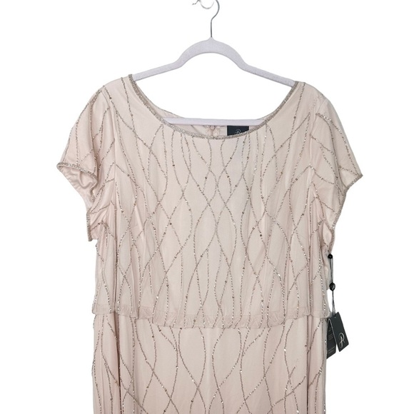 NWT Adrianna Papell 20W Pink Beaded Blouson Gown - Picture 3 of 11